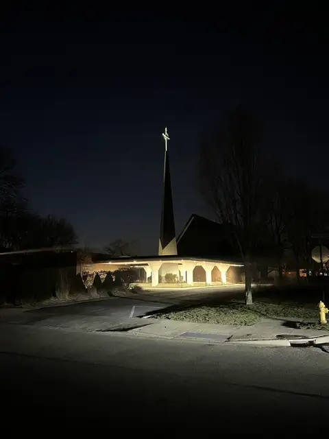 Guiding light in the quiet of the night.
